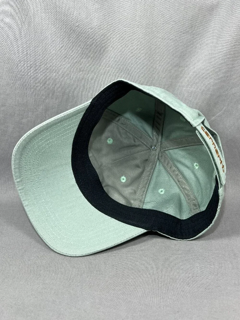 Carhartt Strapback Hat Green Canvas Cap Baseball Workwear Adjustable Dad Mens - Picture 11 of 15